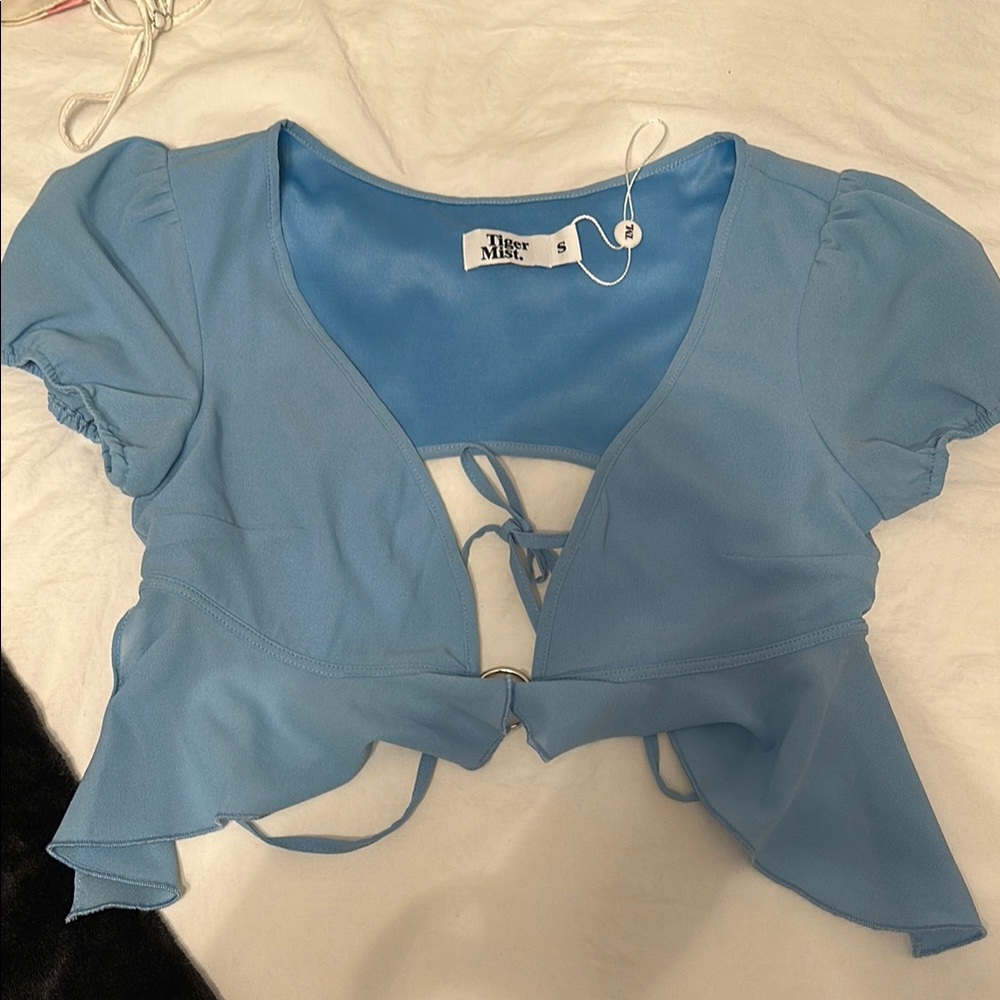 Blue Puff Sleeve Top